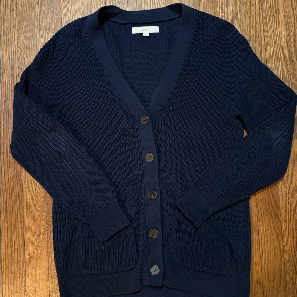 LOFT Navy Blue Cardigan Sweater